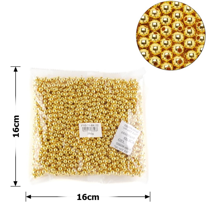 Набор жемчужных бусин 6мм 2500шт 250г золотистый (25822)