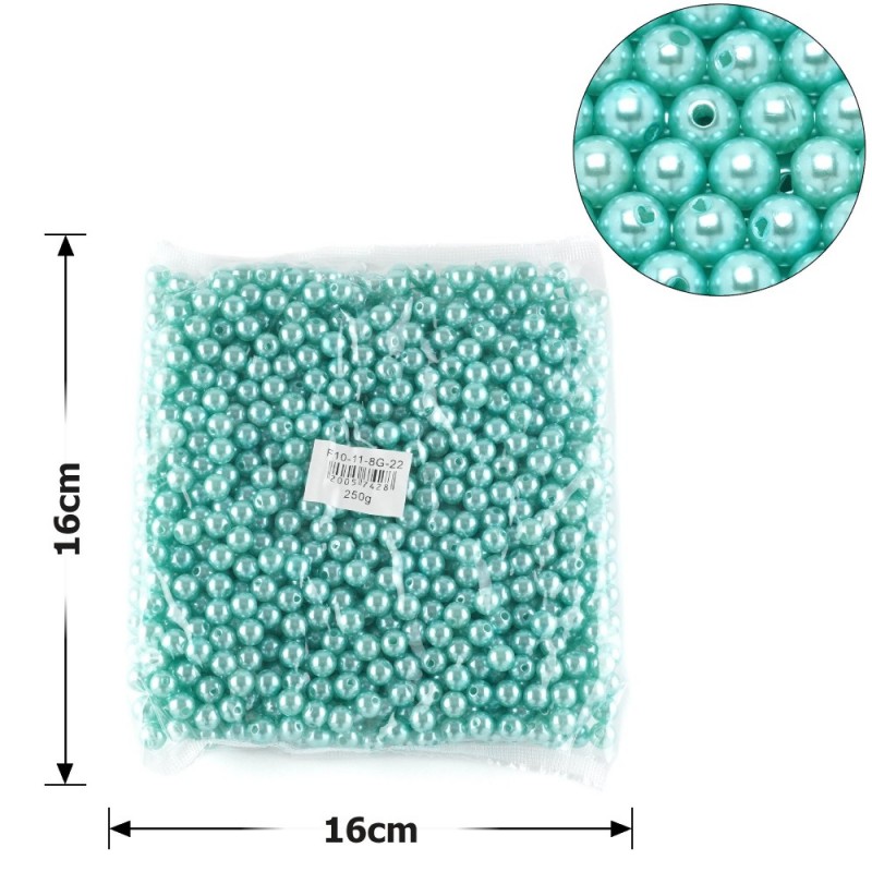 Набор жемчужных бусин 8мм 1000шт 250г бирюзовый (25825)