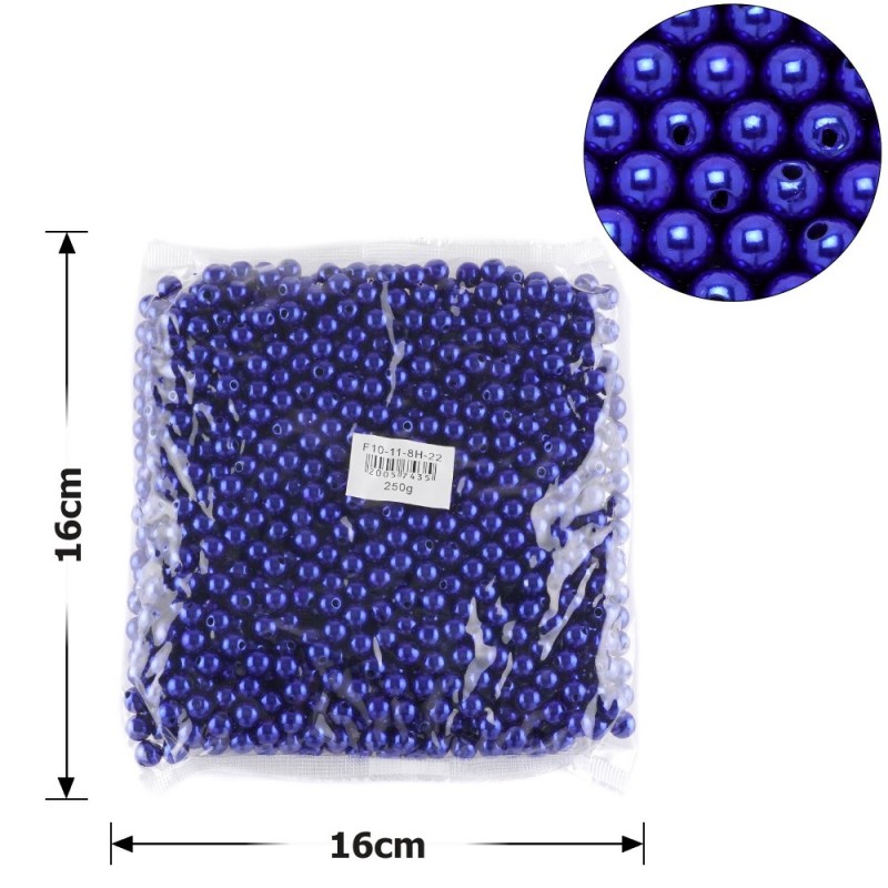 Набор жемчужных бусин 8мм 1000шт 250г синий (25826)