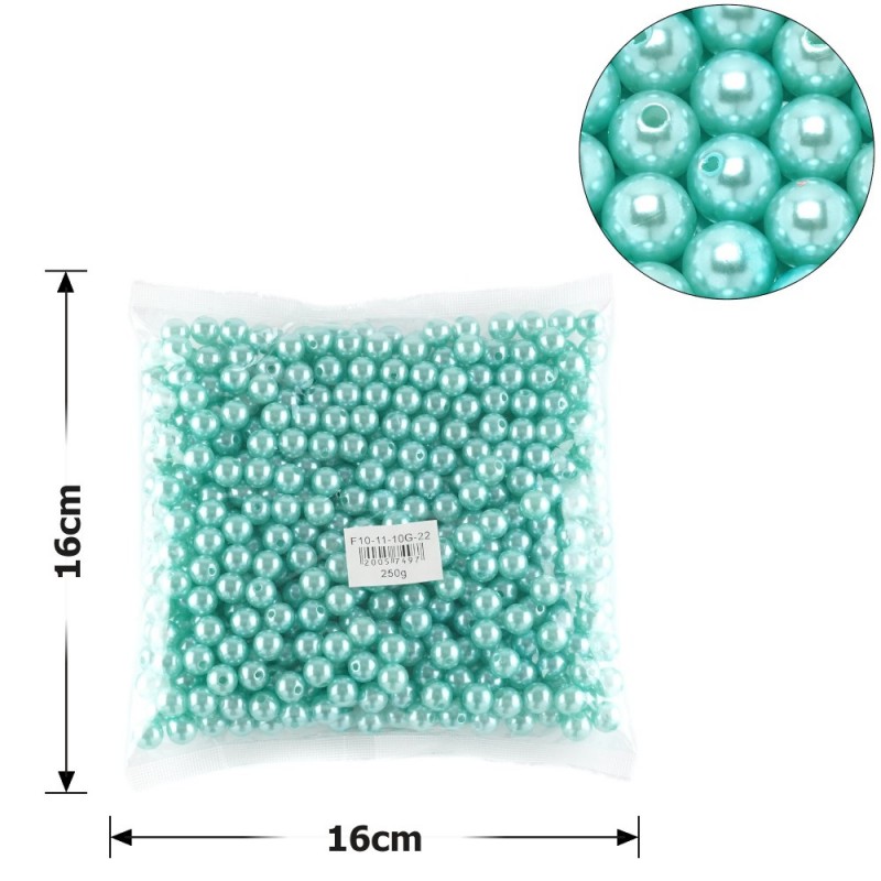 Набор жемчужных бусин 10мм 500шт 250г бирюзовый (25832)