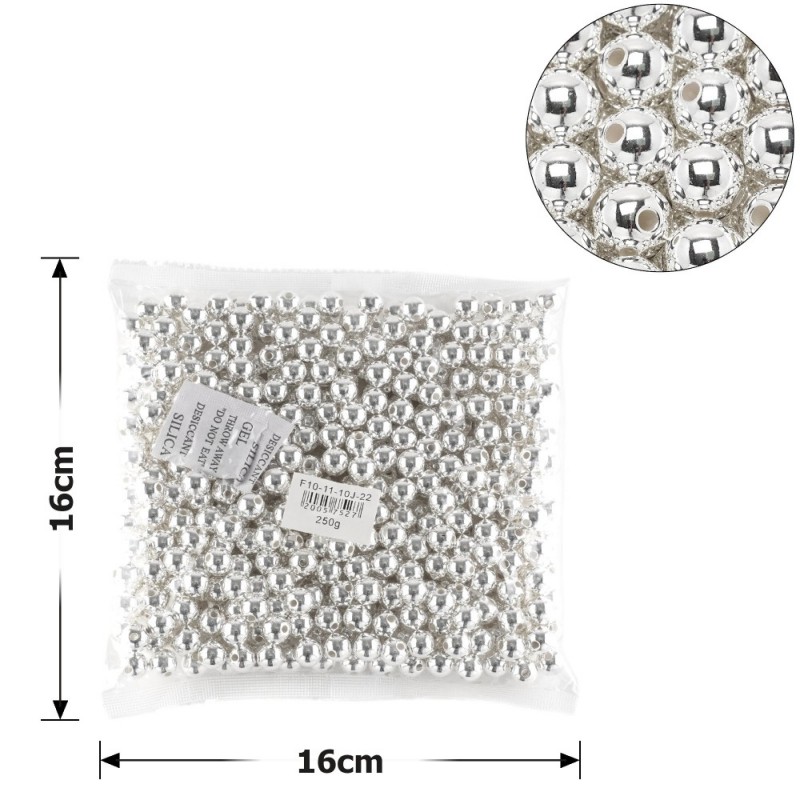 Набор жемчужных бусин 10мм 500шт 250г серебристый (25835)
