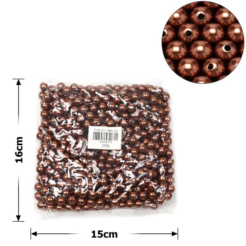 Набор жемчужных бусин 10мм 500шт 250г коричневый (27101)