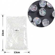 Набор граненых бусин 8мм 900шт 250г белый-хамелеон (30397)