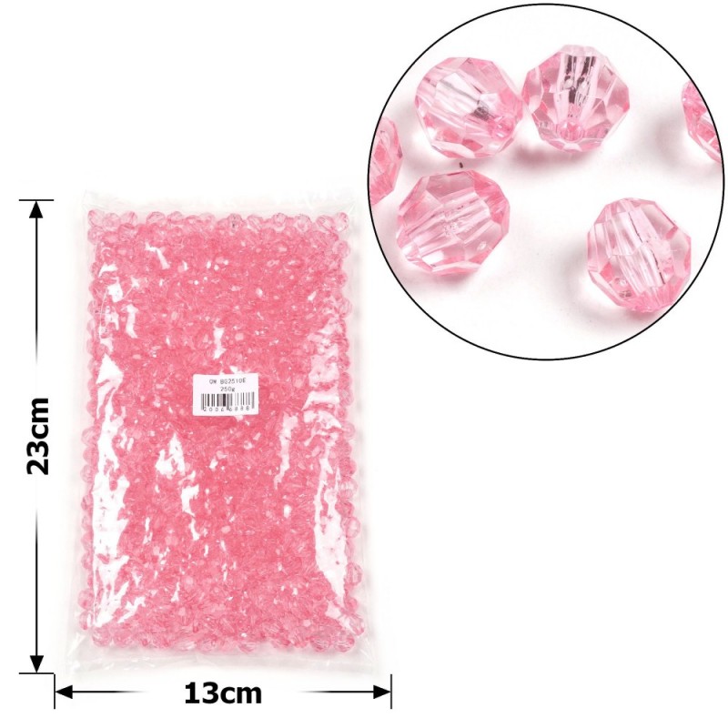 Набор граненых бусин 10мм 500шт 250г розовый (30411)