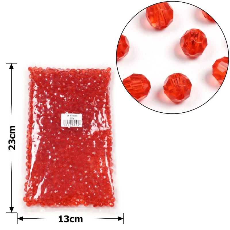 Набор граненых бусин 8мм 900шт 250г красный (30412)