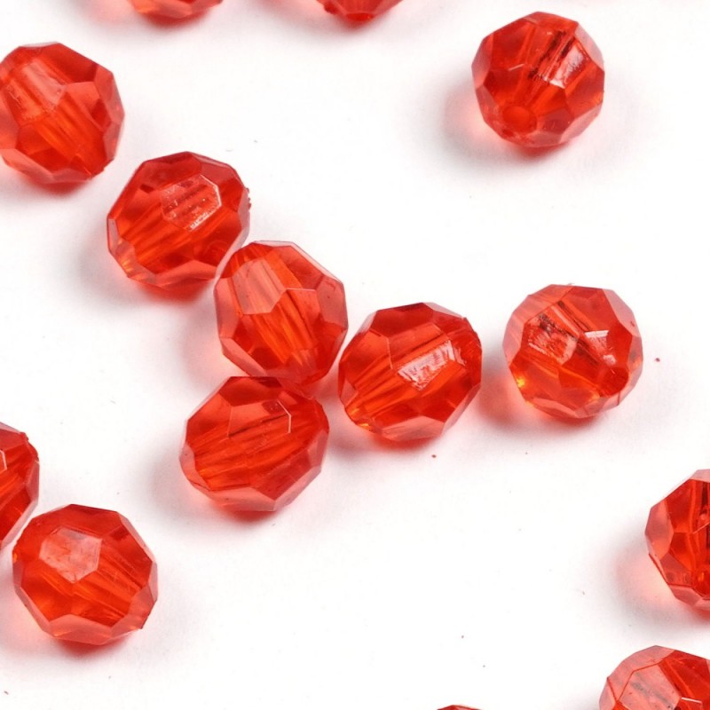 Набор граненых бусин 10мм 500шт 250г красный (30413)