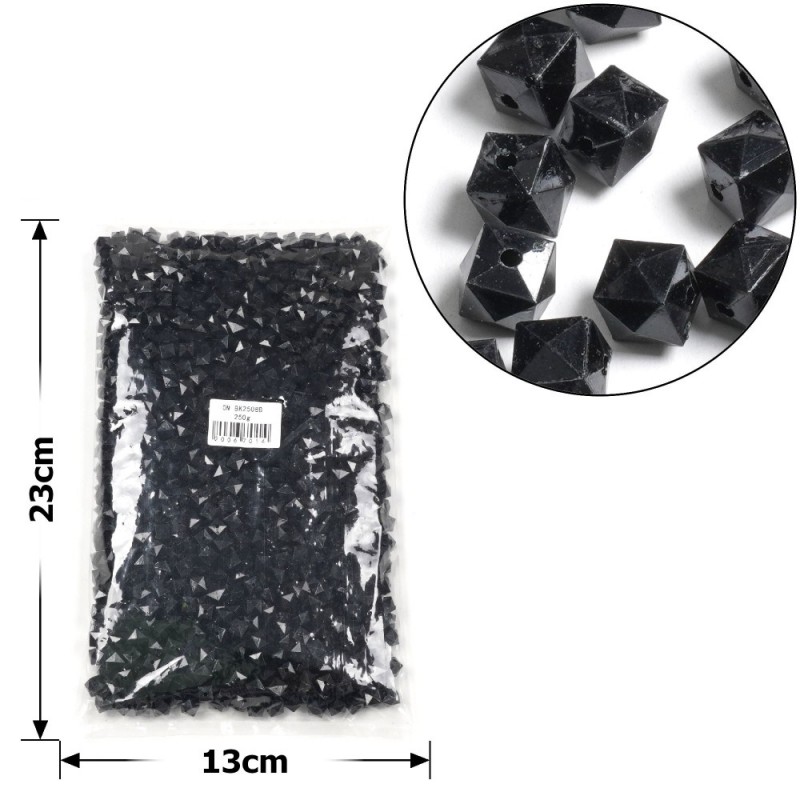 Набор бусин кубиков 8мм 900шт 250г черный (30422)