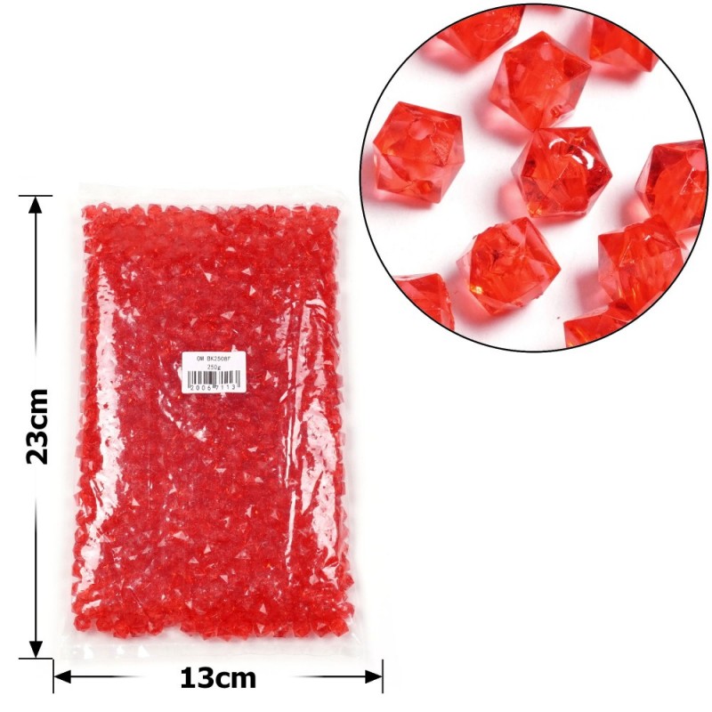 Набор бусин кубиков 8мм 900шт 250г красный (30428)