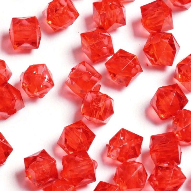 Набор бусин кубиков 8мм 900шт 250г красный (30428)