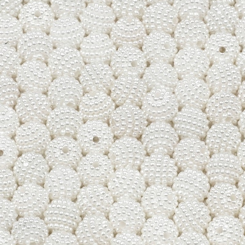 Набор бусин ежевик 10мм 700шт 250г белый (30438)