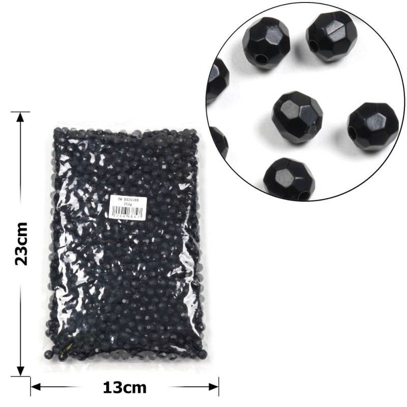 Набор граненых бусин 8мм 900шт 250г черный (30456)