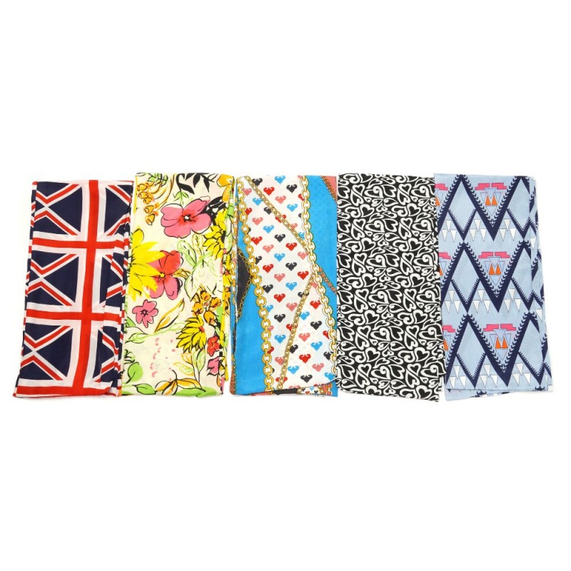 Набор шарфов из шифоновой ткани 160см разноцветные (11565)