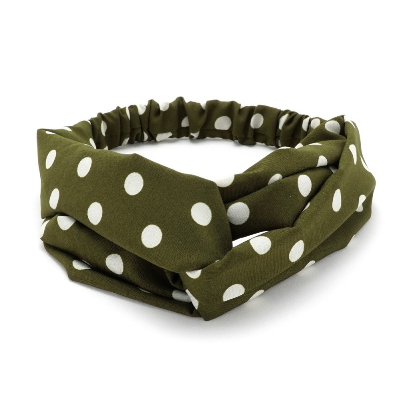 Повязка-чалма из софтовой ткани с принтом крупный горох (23000) вариант 08