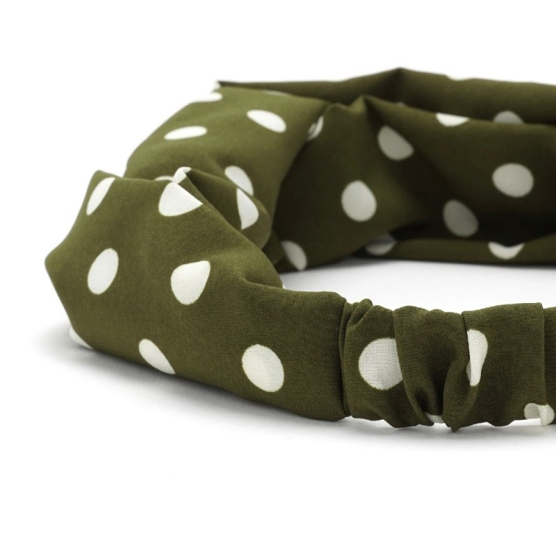 Повязка-чалма из софтовой ткани с принтом крупный горох (23000) вариант 08