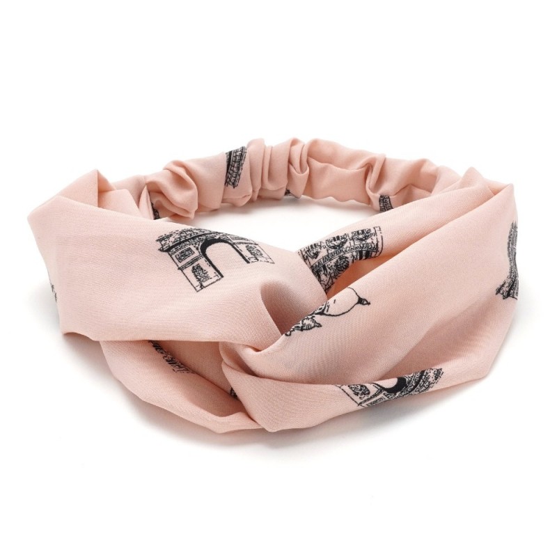 Повязка-чалма из софтовой ткани с принтом Париж (23004) вариант 03