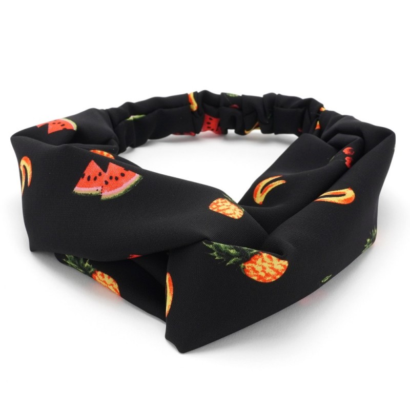 Повязка-чалма из софтовой ткани с принтом фрукты (23005)