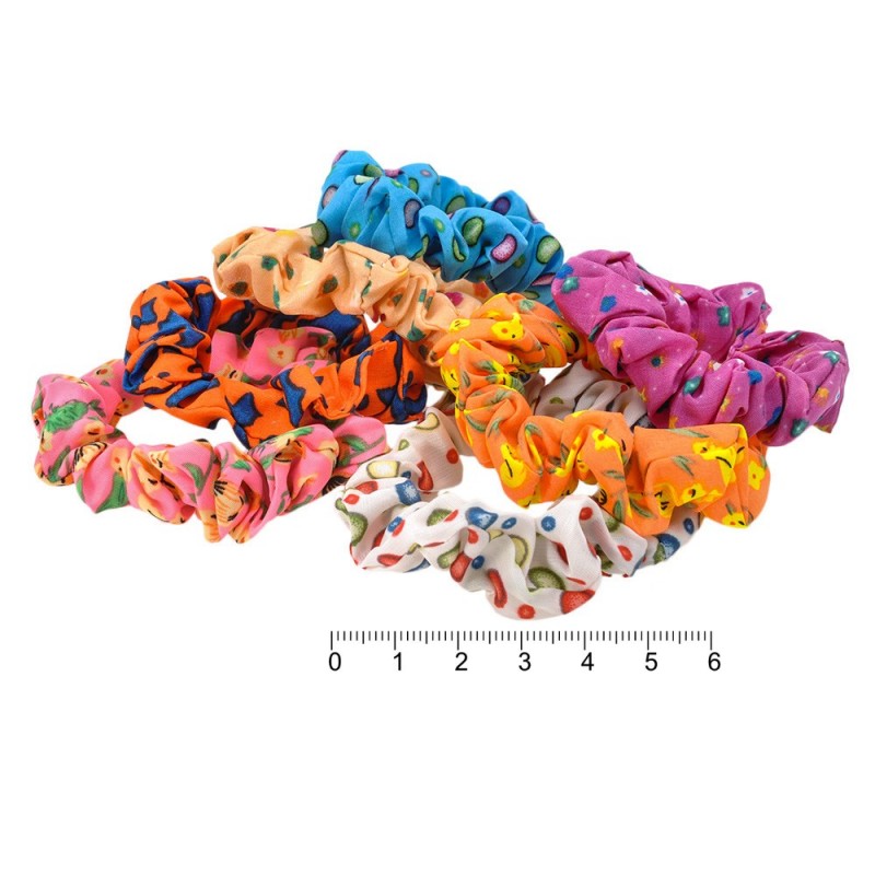 Набор резинок для волос из шифоновой ткани тонкие (10500)