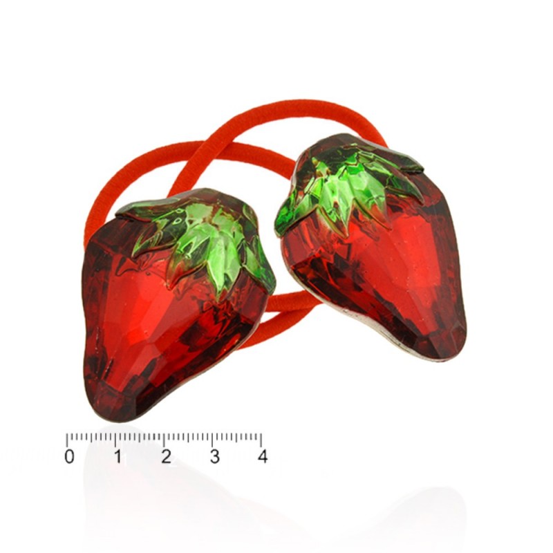 Набор резинок для волос со стеклянным украшением Клубника (1070)