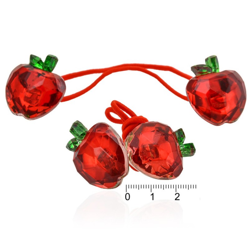 Набор резинок для волос со стеклянным украшением Клубника (1079)