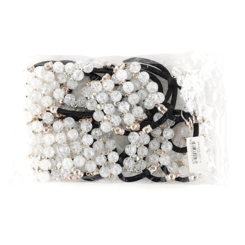 Набор резинок для волос с прозрачными белыми бусинами (12963)