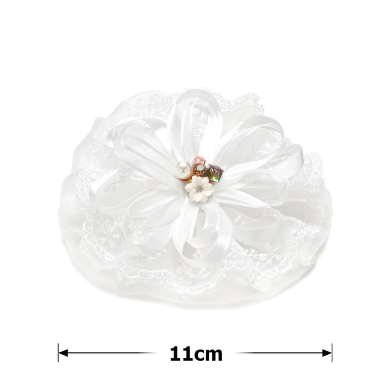 (67-14534) Резинка-бант для волос белый