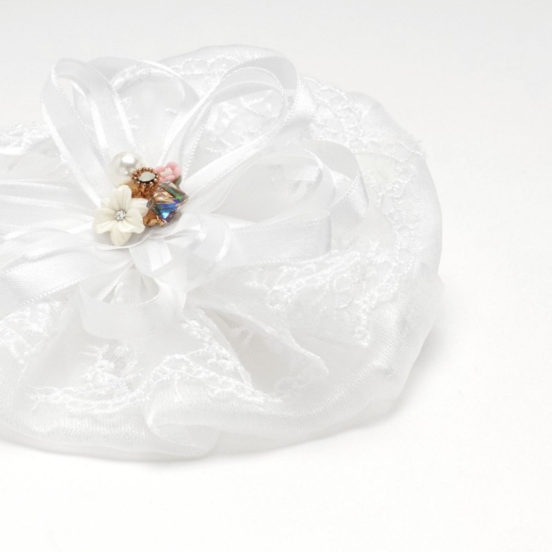 (67-14534) Резинка-бант для волос белый