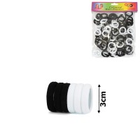 Набор резинок для волос из микрофибры (12-15311) черный и белый