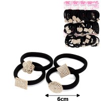 Набор резинок для волос из микрофибры черный с фигурками на планшетке (15401)