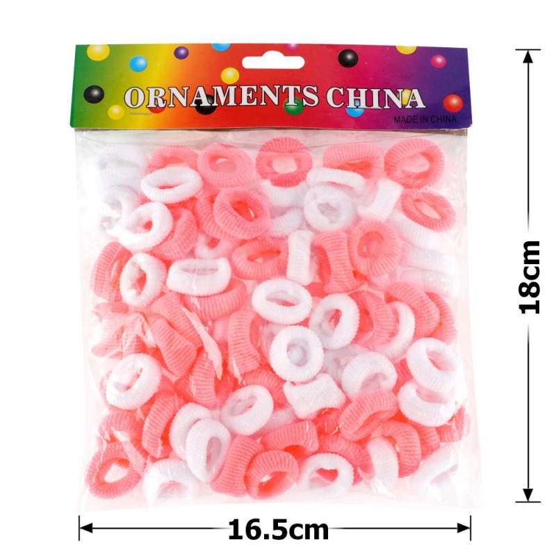 Набор махровых резинок для волос бело-розовый (15707)