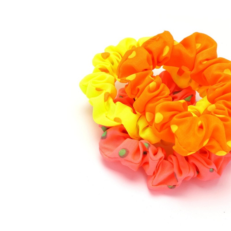 Набор шифоновых резинок для волос с принтом горошек 3шт (15907)