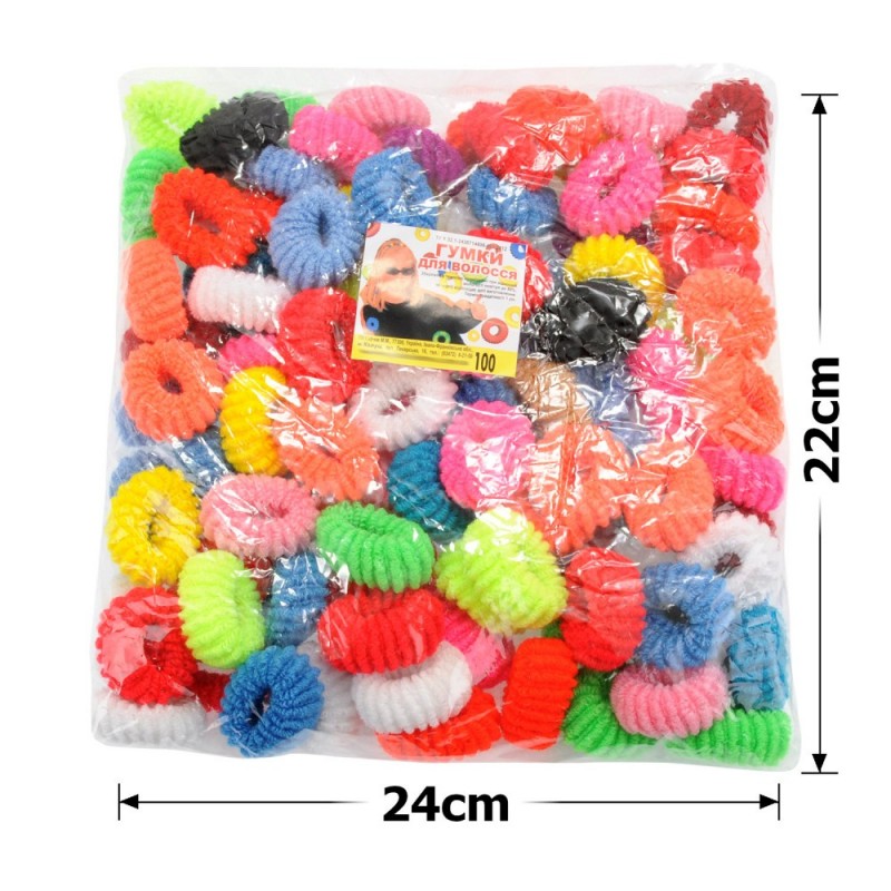 Набор больших махровых резинок для волос Калуш 4см (3097) цветной яркий