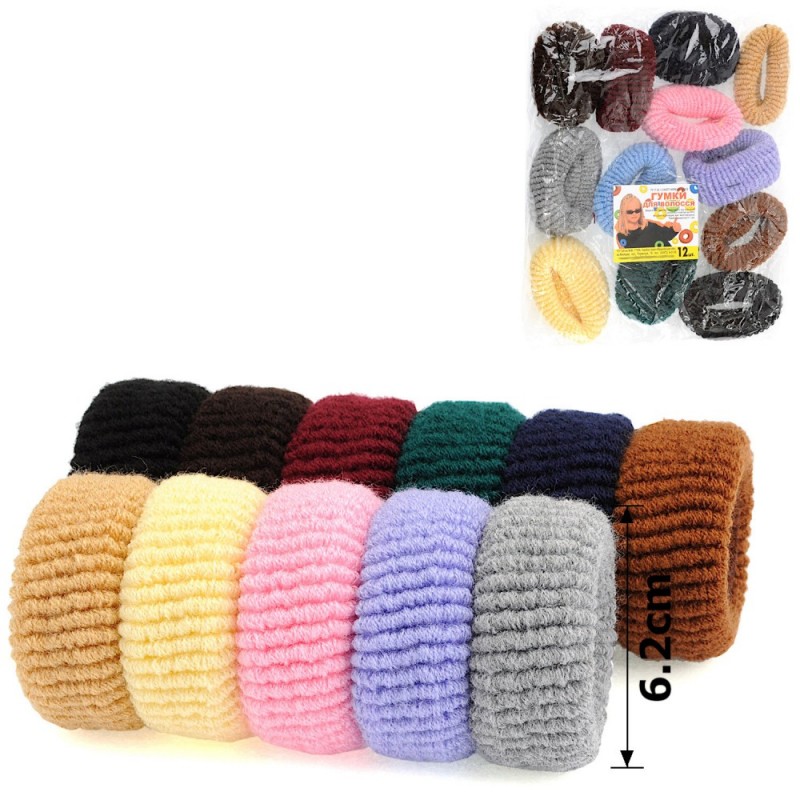 Набор больших махровых резинок для волос Калуш 6.2см (3099) темно-пастельный