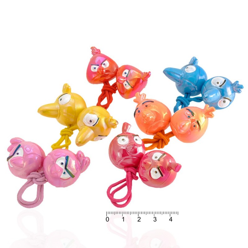 Набор тоних детских резинок для волос с птичкой (6447)