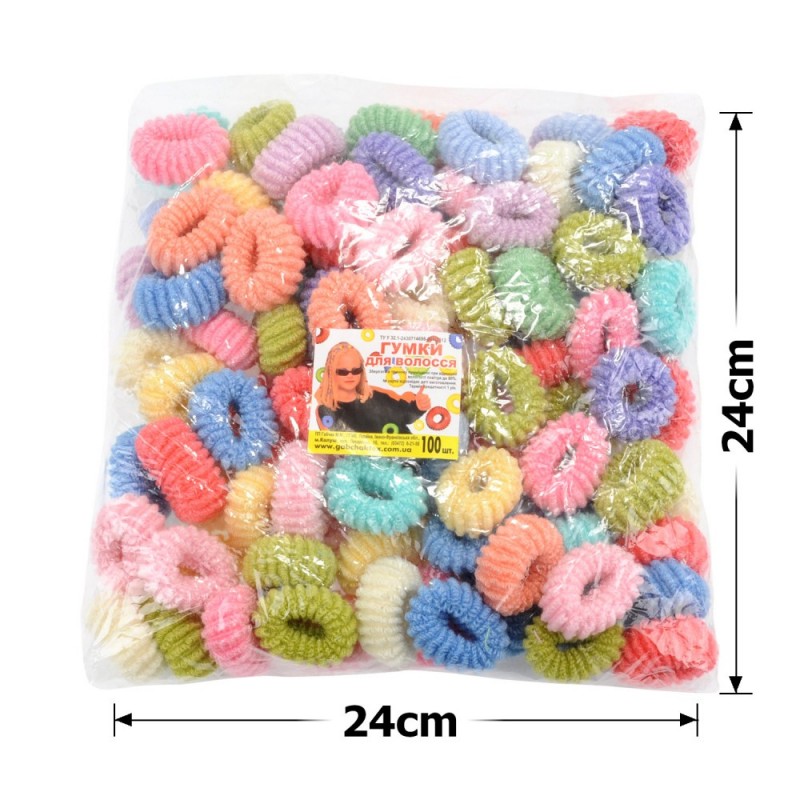 Набор больших махровых резинок для волос Калуш 4см (8130) пастельный