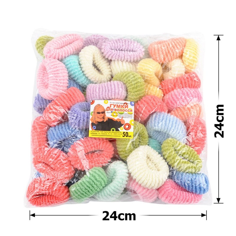 Набор больших махровых резинок для волос Калуш 5.5см (8166) пастельный