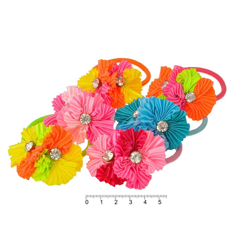 Набор тонких детских резинок для волос с двойным цветком (8979)