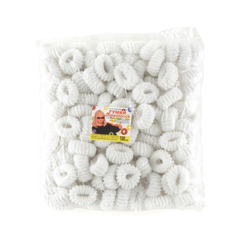 Набор больших махровых резинок для волос Калуш 4см (10644) белый
