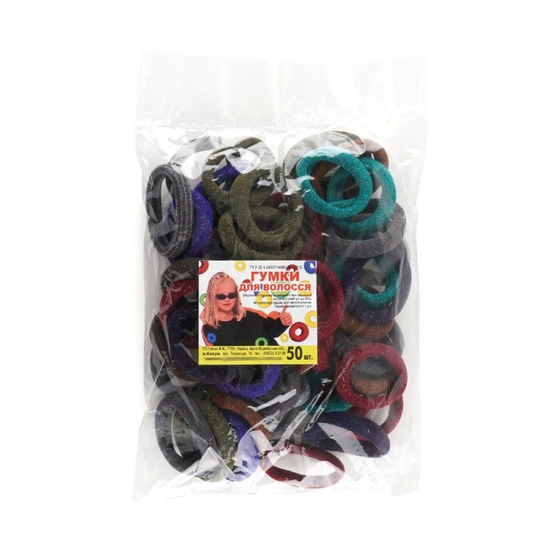 Набор резинок для волос из микрофибры с люрексом Калуш 3.5см темно-пастельный (24281)