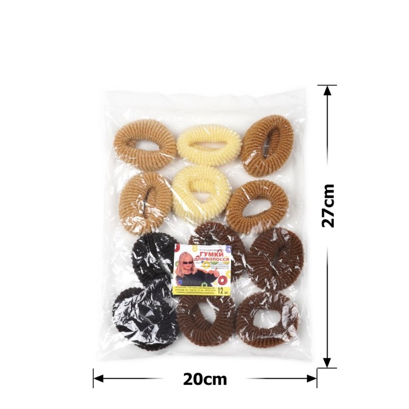 Набор больших махровых резинок для волос Калуш 6.2см (28288) коричневый