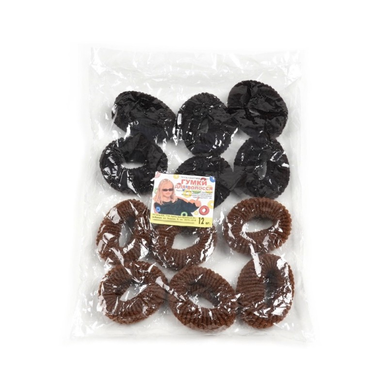 Набор больших махровых резинок для волос Калуш 6.2см (28288) коричневый