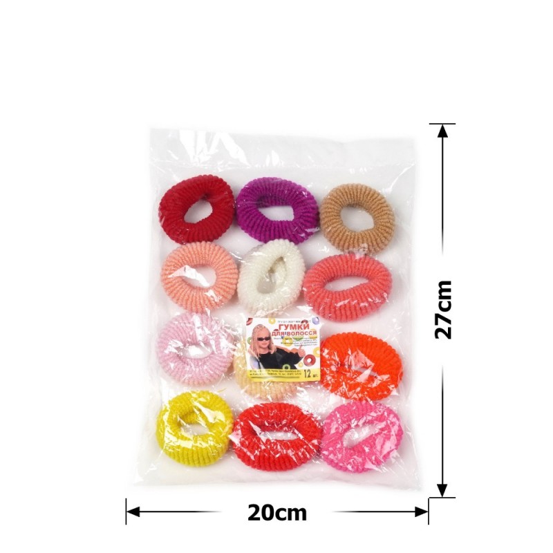 Набор больших махровых резинок для волос Калуш 6.2см (28289) цветной