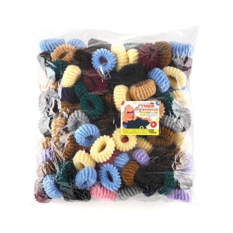 Набор больших махровых резинок для волос Калуш 3.8см (9843) темно-пастельный