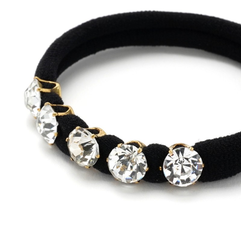 Набор резинок для волос из микрофибры со стразами черные (12506)