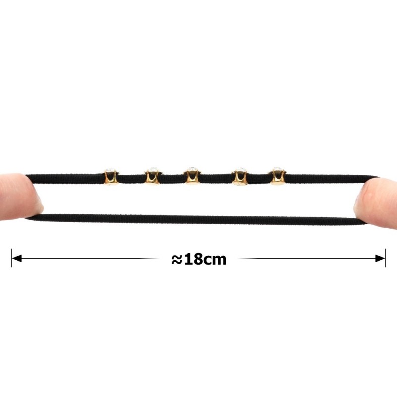 Набор резинок для волос из микрофибры со стразами черные (12506)