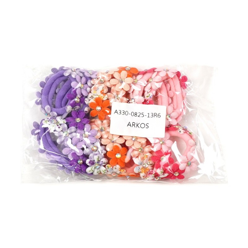 Набор резинок для волос из микрофибры с цветками и стразами (9831)