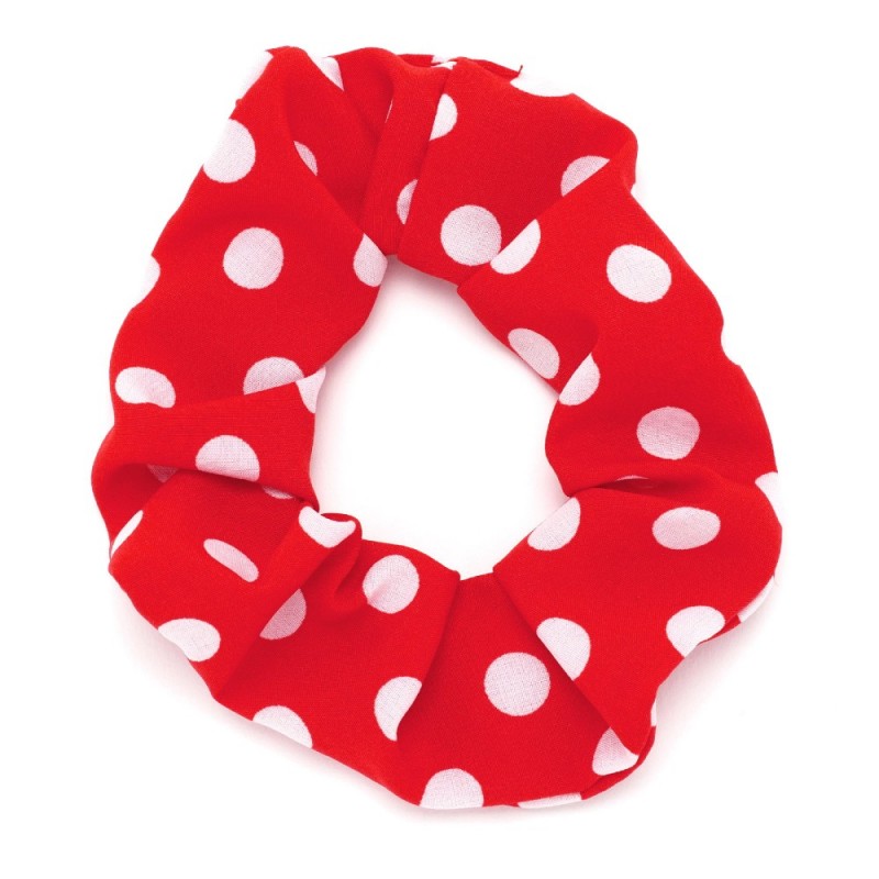 Резинка для волос из софтовой ткани с принтом крупный горошек 10см (16039) вариант 02