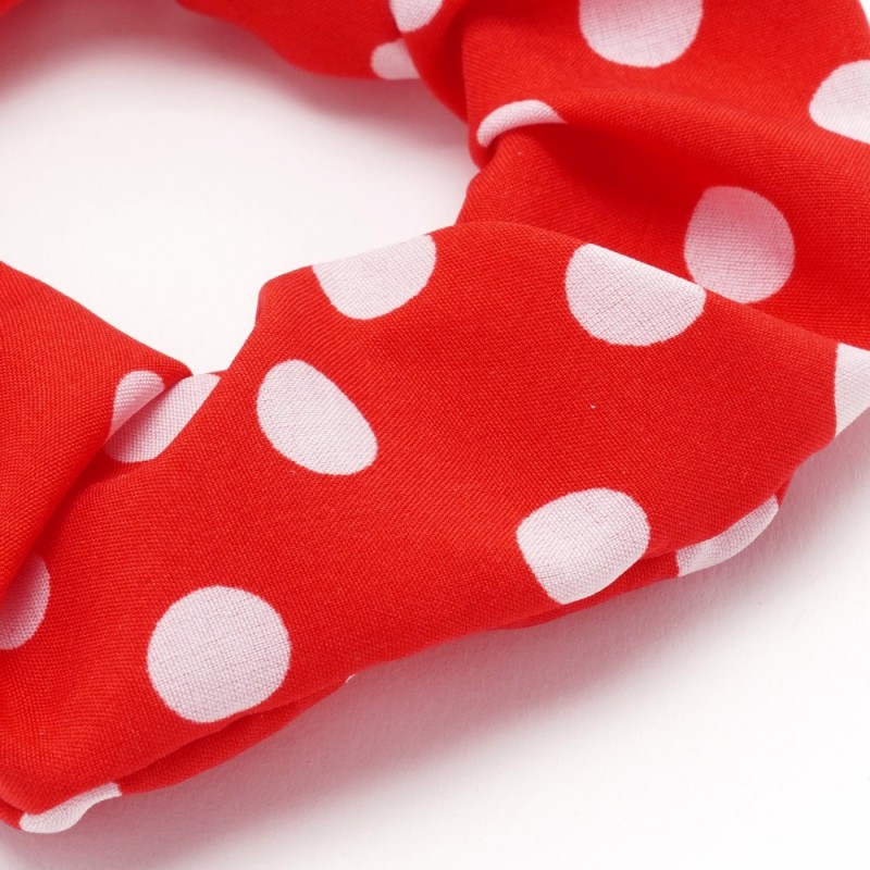 Резинка для волос из софтовой ткани с принтом крупный горошек 10см (16039) вариант 02