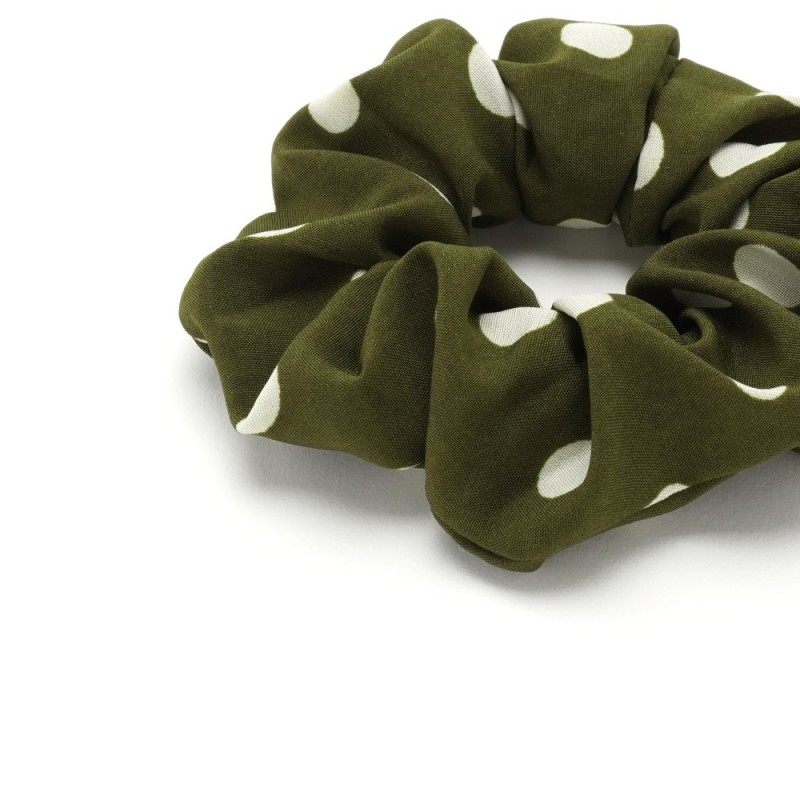 Резинка для волос из софтовой ткани с принтом крупный горошек 10см (16039) вариант 07