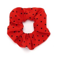 Резинка для волос из софтовой ткани с принтом мелкий горошек 10см (16040)