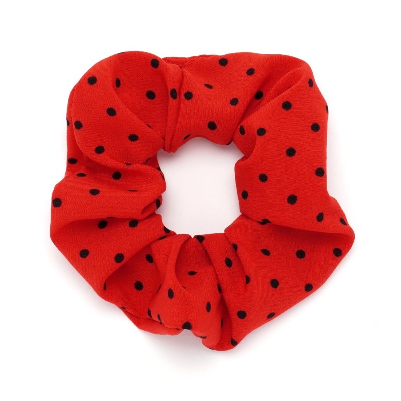 Резинка для волос из софтовой ткани с принтом мелкий горошек 10см (16040)